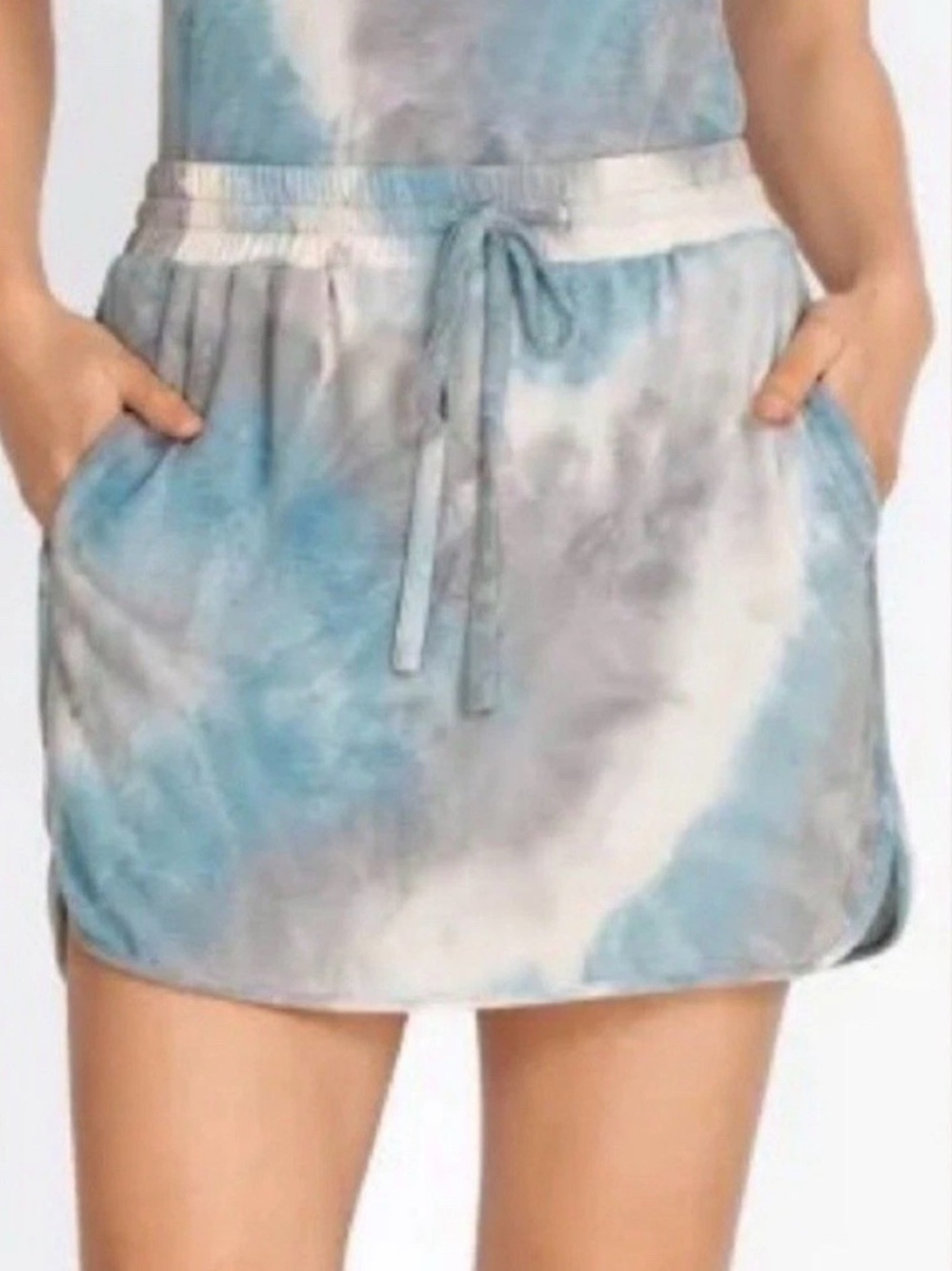 Johnny Was Calme Rain Blue Tie Dye Commuter Mini Skirt Size S